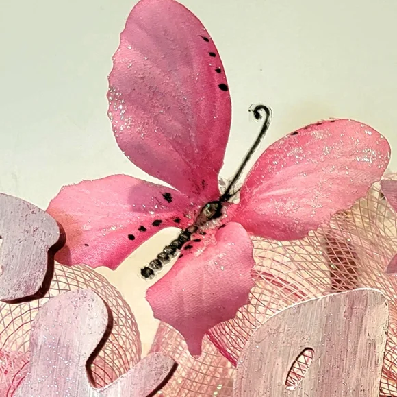 It's a Girl Wreath Deco Mesh Hand Painted Baby Stork Floral - Picture 12 of 13